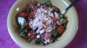 Italian Dressing & Feta cheese give it a boost of flavor. 97 cal.